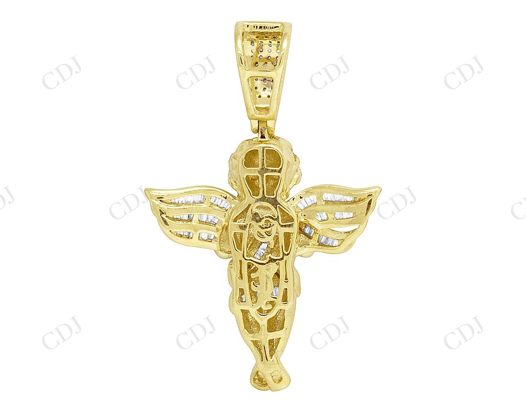 0.50 CTW Sterling Sliver two tone Angel Wings Pendant Hip Hop Pendent CustomDiamJewel