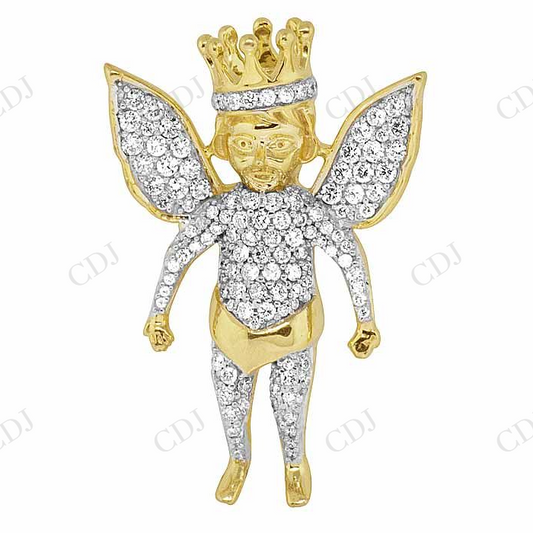 Iced Out VVS Moissanite Angel Cherub Genuine Diamond Pendant Hip Hop Pendent CustomDiamJewel