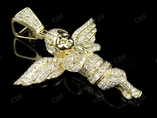 Sterling Silver moissanite Iced Out Diamond Angel Pendant Hip Hop Pendent CustomDiamJewel