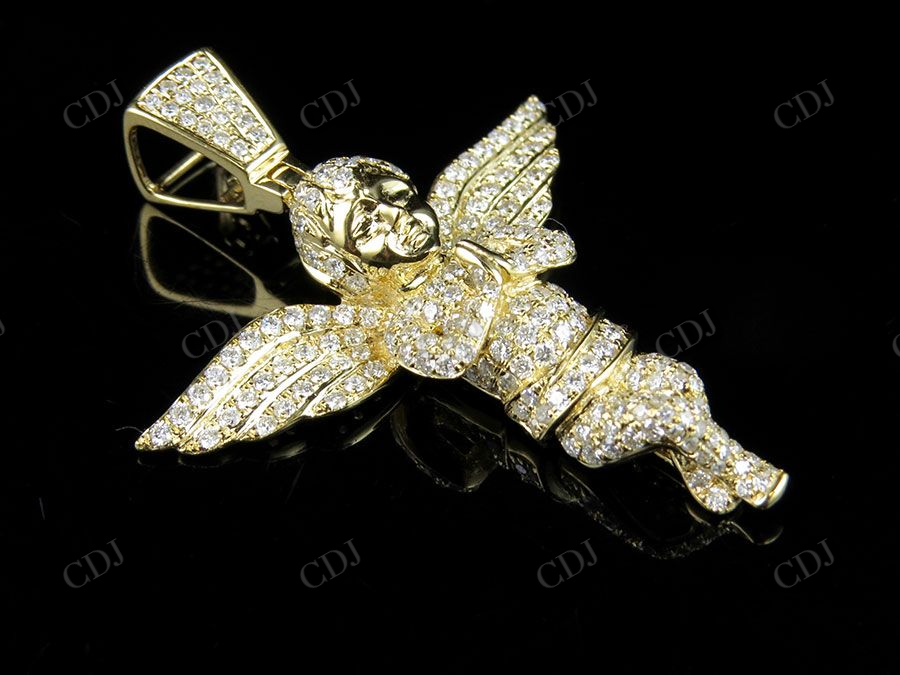 Sterling Silver Moissanite Iced Out Diamond Angel Pendant Hip Hop Pendent CustomDiamJewel