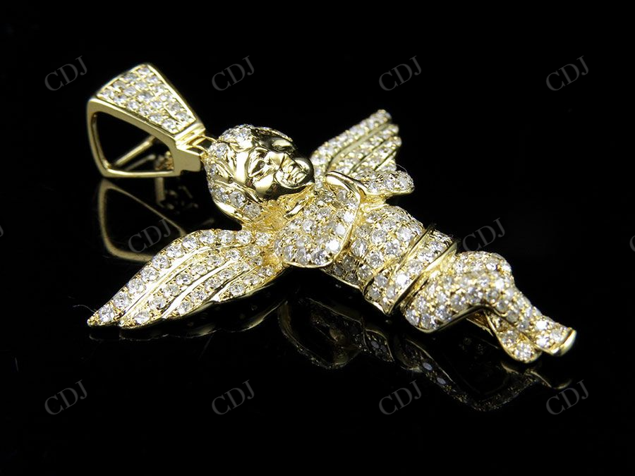 Sterling Silver Moissanite Iced Out Diamond Angel Pendant Hip Hop Pendent CustomDiamJewel