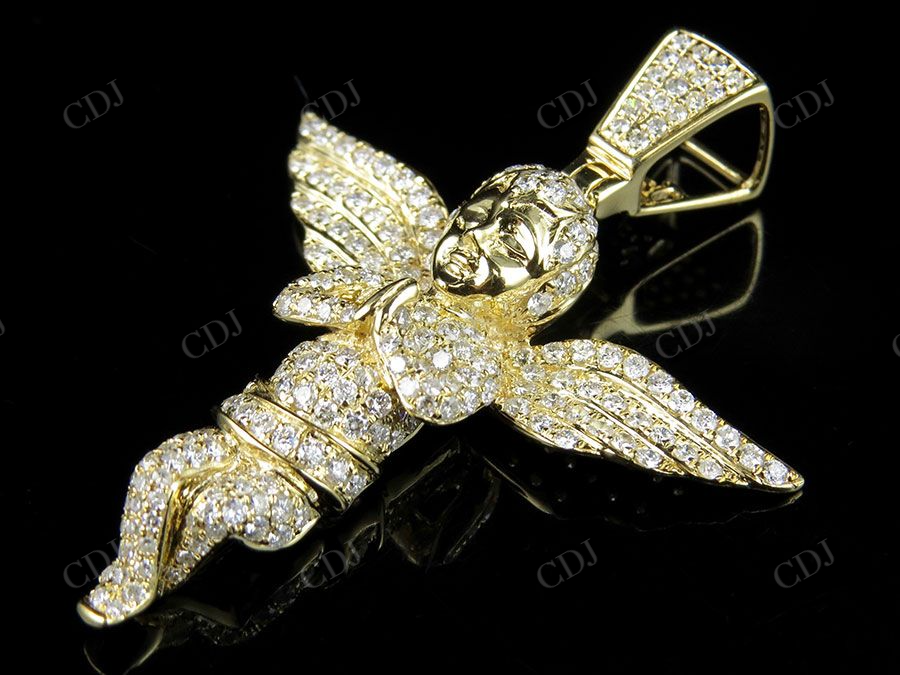 Sterling Silver Moissanite Iced Out Diamond Angel Pendant Hip Hop Pendent CustomDiamJewel