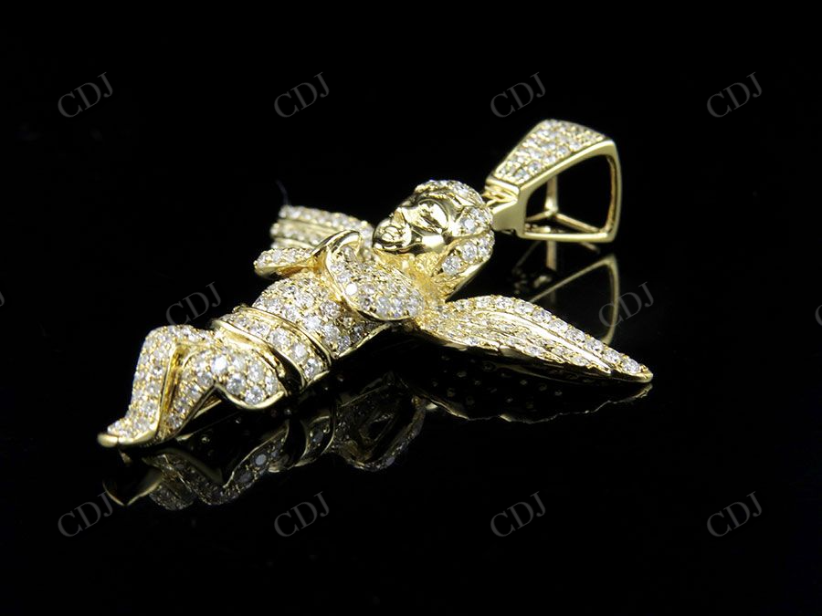 Sterling Silver Moissanite Iced Out Diamond Angel Pendant Hip Hop Pendent CustomDiamJewel
