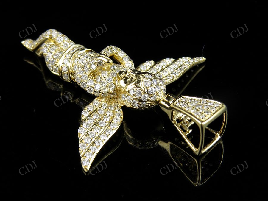 Sterling Silver Moissanite Iced Out Diamond Angel Pendant Hip Hop Pendent CustomDiamJewel