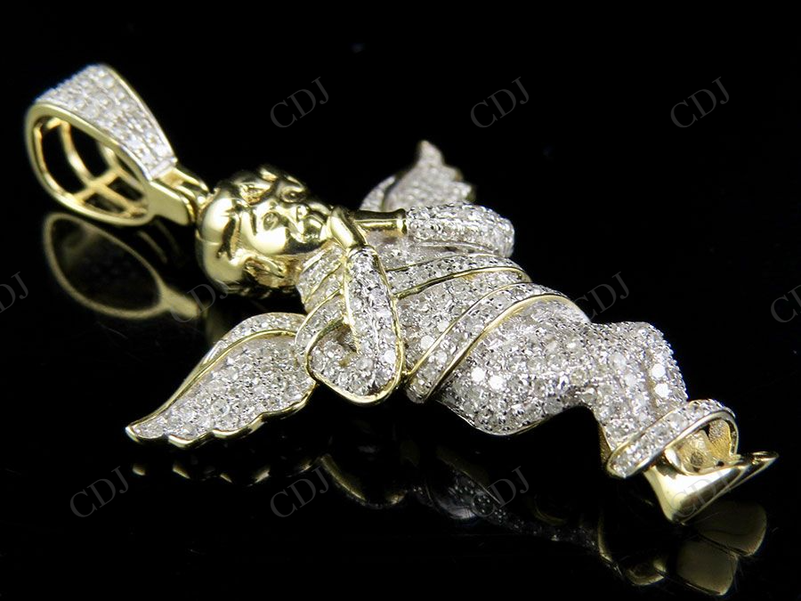 925 Sterling Silver Moissanite Iced Out Angel Pendant Hip Hop Pendent CustomDiamJewel