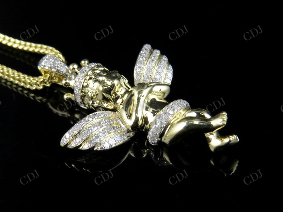 0.75 CTW VVS Moissanite Cherub Angel Pendant Hip Hop Pendent CustomDiamJewel