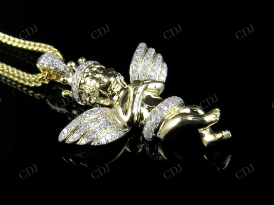 0.75 CTW VVS Moissanite Cherub Angel Pendant Hip Hop Pendent CustomDiamJewel