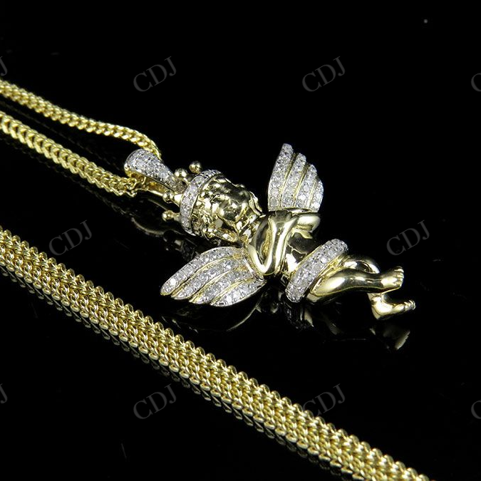 0.45 CTW VVS Moissanite Crowned Angel Pendant Hip Hop Pendent CustomDiamJewel