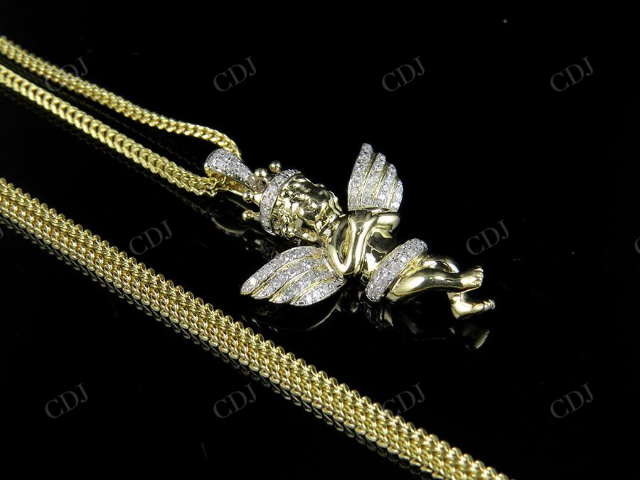 0.75 CTW VVS Moissanite Cherub Angel Pendant Hip Hop Pendent CustomDiamJewel