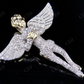 Sterling Silver Moissanite Genuine Diamond Angel pendant Hip Hop Pendent CustomDiamJewel