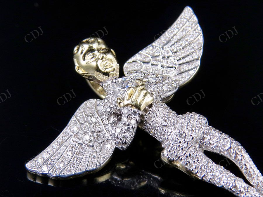 Sterling Silver Moissanite Genuine Diamond Angel pendant Hip Hop Pendent CustomDiamJewel