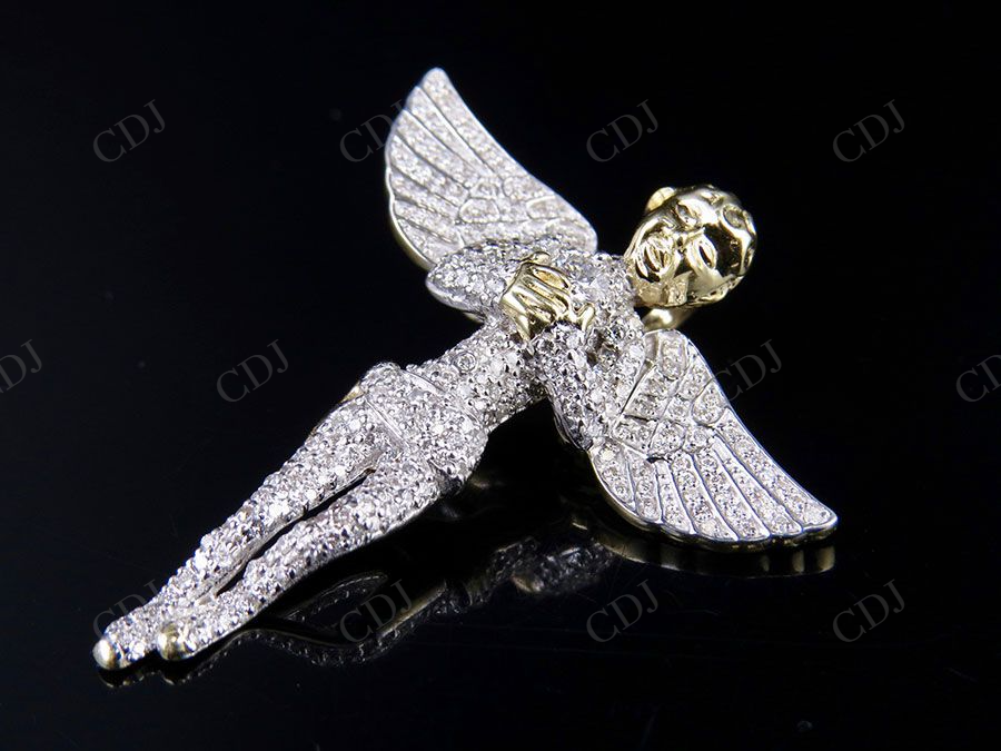 Sterling Silver Moissanite Genuine Diamond Angel pendant Hip Hop Pendent CustomDiamJewel