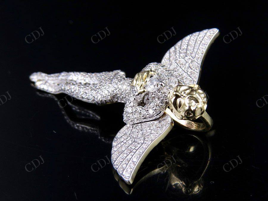 Sterling Silver Moissanite Genuine Diamond Angel pendant Hip Hop Pendent CustomDiamJewel