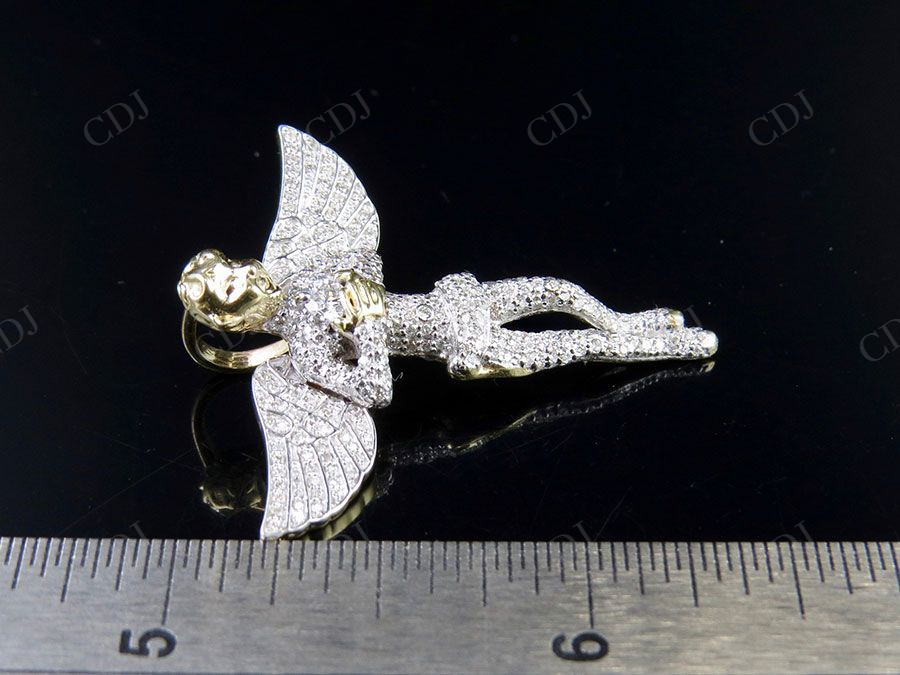 Sterling Silver Moissanite Genuine Diamond Angel pendant Hip Hop Pendent CustomDiamJewel