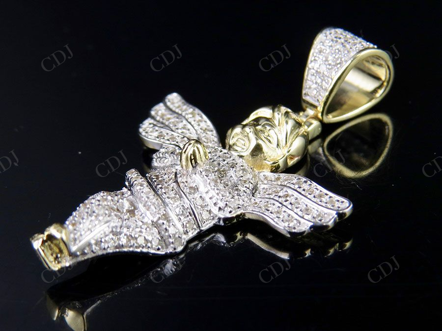 VVS Moissanite Two Tone Cherub Angel Pendant Chain Set Hip Hop Pendent CustomDiamJewel