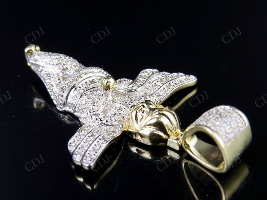 VVS Moissanite Two Tone Cherub Angel Pendant Chain Set Hip Hop Pendent CustomDiamJewel