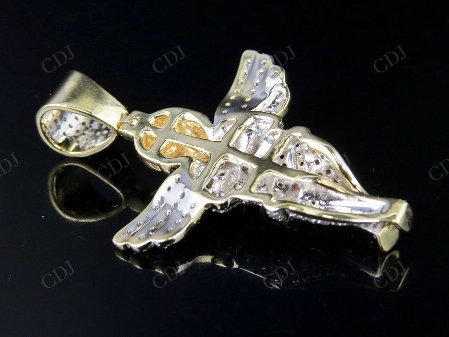 VVS Moissanite Two Tone Cherub Angel Pendant Chain Set Hip Hop Pendent CustomDiamJewel