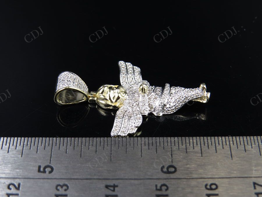 VVS Moissanite Two Tone Cherub Angel Pendant Chain Set Hip Hop Pendent CustomDiamJewel