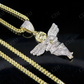 VVS Moissanite Two Tone Cherub Angel Pendant Chain Set Hip Hop Pendent CustomDiamJewel