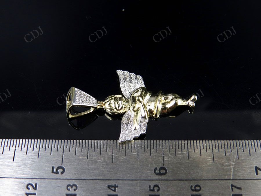 0.15 CTW sterling Silver Moissanite Two Tone Angel cherub Pendant Hip Hop Pendent CustomDiamJewel