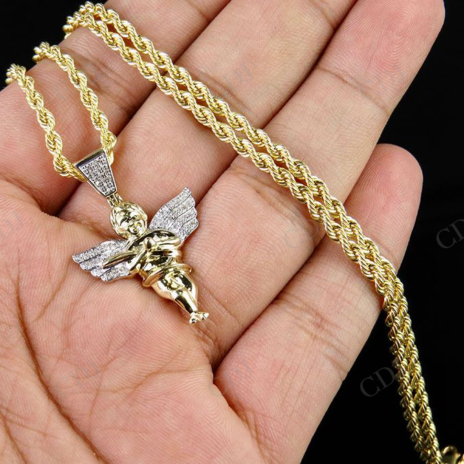 925 VVS Two Tone Moissanite Angel Cherub Pendant Hip Hop Pendent CustomDiamJewel