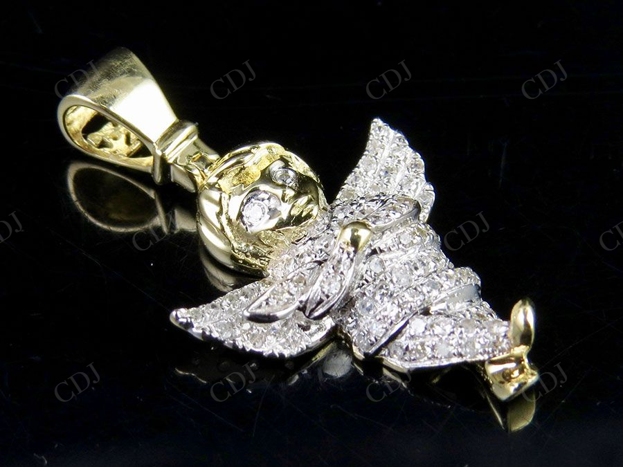 Iced Out VVS Moissanite Cherub Angel Charm Pendant Hip Hop Pendent CustomDiamJewel