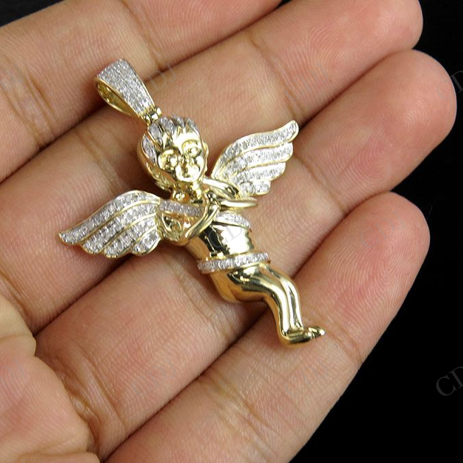 925 VVS Moissanite Praying Hands Angel Diamond Pendant Charm Hip Hop Pendent CustomDiamJewel