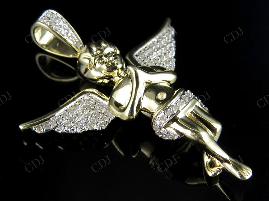 Sterling silver Moissanite Praying Angel Diamond Pendant Charm Hip Hop Pendent CustomDiamJewel