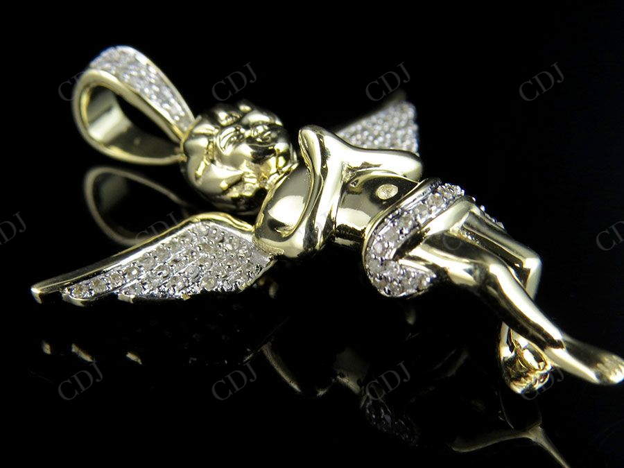 Sterling silver Moissanite Praying Angel Diamond Pendant Charm Hip Hop Pendent CustomDiamJewel