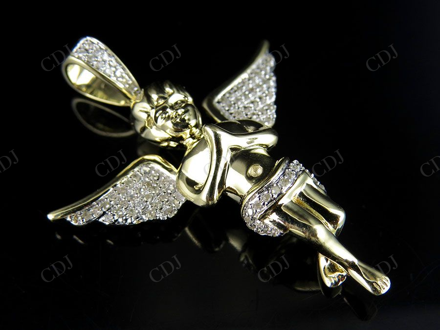 Sterling silver Moissanite Praying Angel Diamond Pendant Charm Hip Hop Pendent CustomDiamJewel
