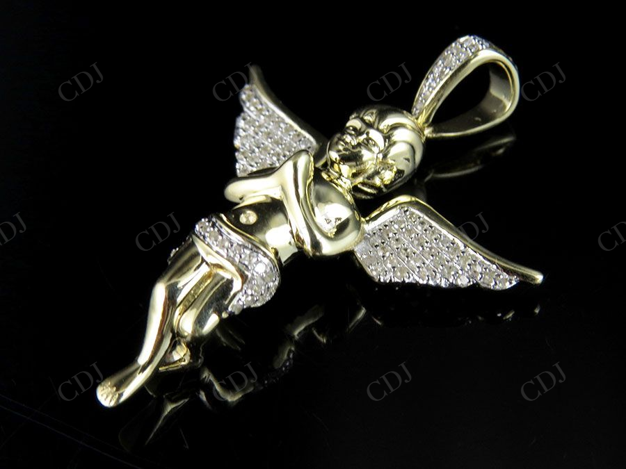 Sterling silver Moissanite Praying Angel Diamond Pendant Charm Hip Hop Pendent CustomDiamJewel