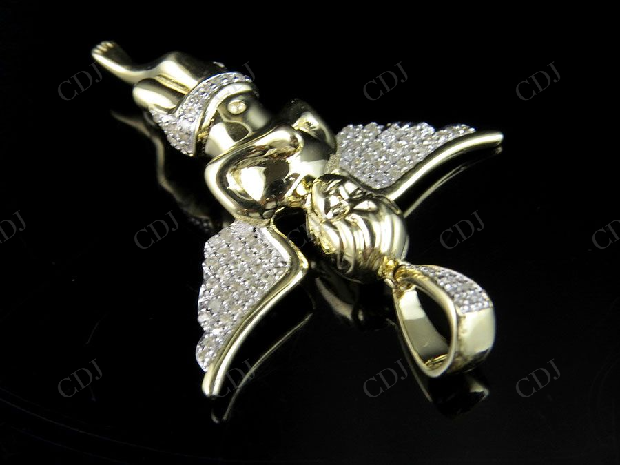Sterling silver Moissanite Praying Angel Diamond Pendant Charm Hip Hop Pendent CustomDiamJewel