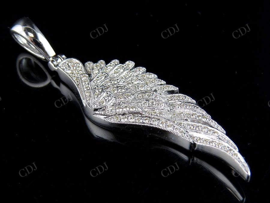 Sterling Silver Moissanite Angel Wing Diamond Pendant Charm Hip Hop Pendent CustomDiamJewel
