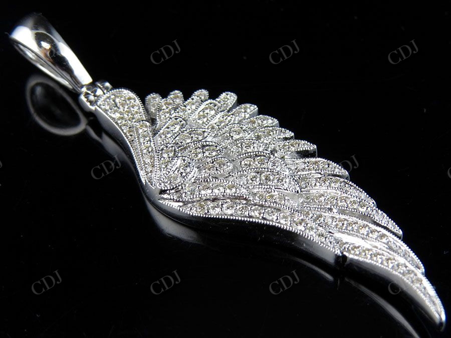 Sterling Silver Moissanite Angel Wing Diamond Pendant Charm Hip Hop Pendent CustomDiamJewel