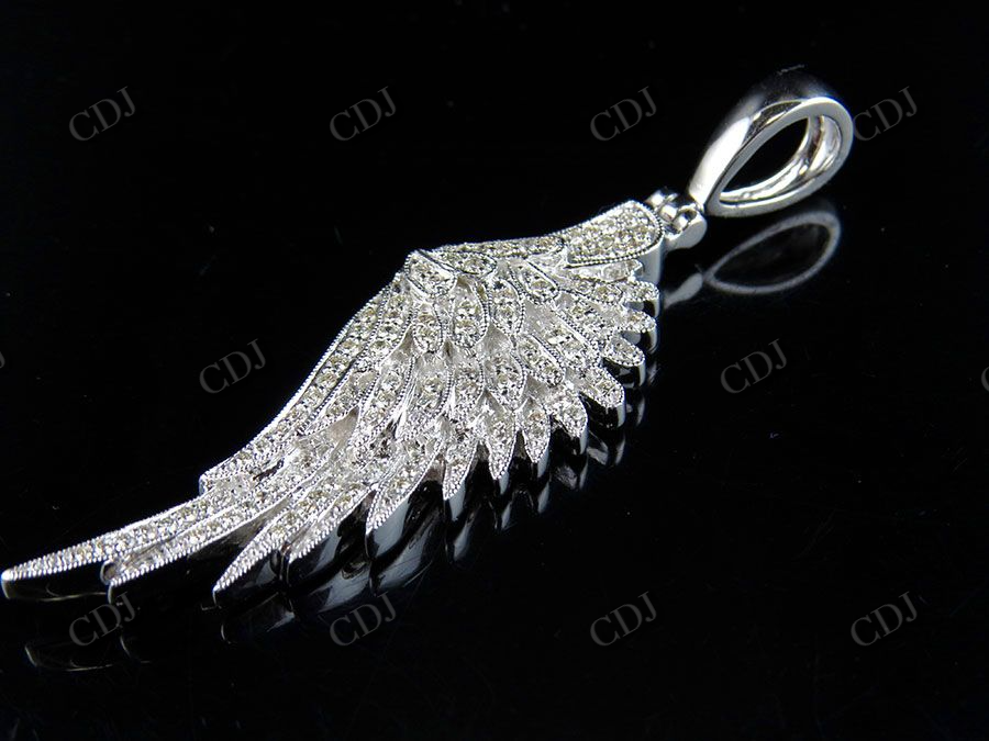 Sterling Silver Moissanite Angel Wing Diamond Pendant Charm Hip Hop Pendent CustomDiamJewel