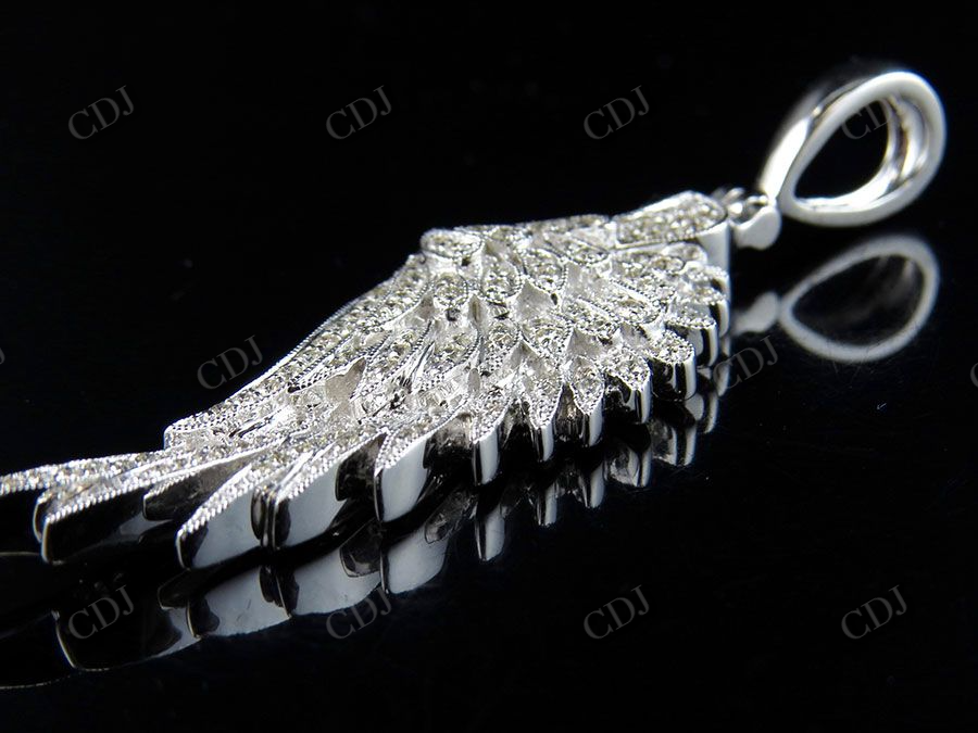 Sterling Silver Moissanite Angel Wing Diamond Pendant Charm Hip Hop Pendent CustomDiamJewel