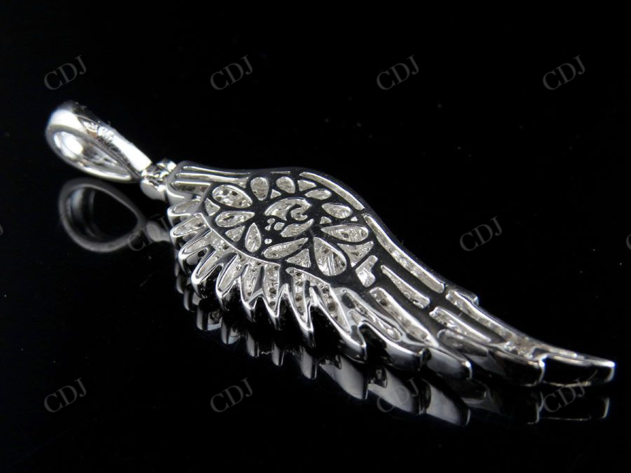 Sterling Silver Moissanite Angel Wing Diamond Pendant Charm Hip Hop Pendent CustomDiamJewel