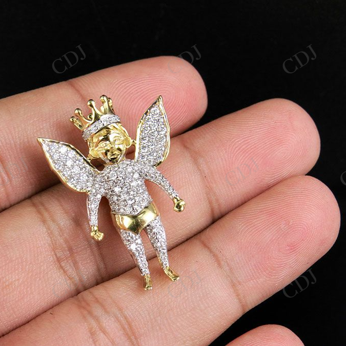 925 VVS Moissanite Angel Cherub Iced Pendant Hip Hop Pendent CustomDiamJewel
