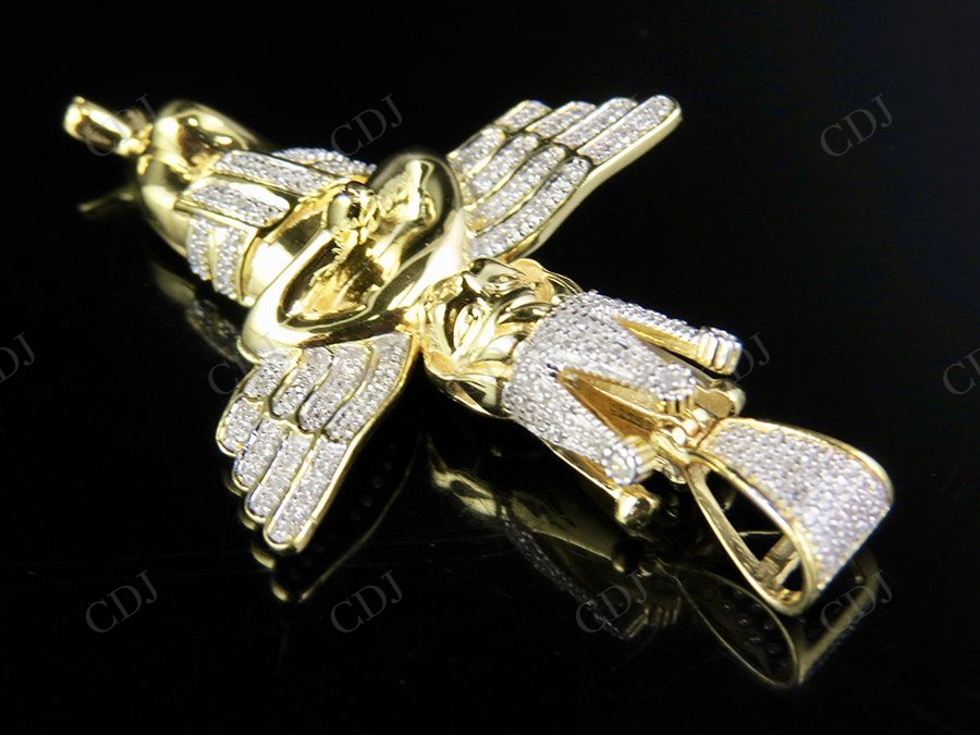 Two Tone VVS Moissanite Praying Hands Angel Diamond Pendant Charm Hip Hop Pendent CustomDiamJewel