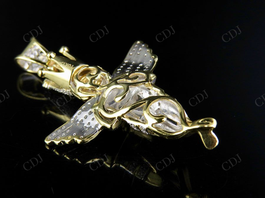 Two Tone VVS Moissanite Praying Hands Angel Diamond Pendant Charm Hip Hop Pendent CustomDiamJewel