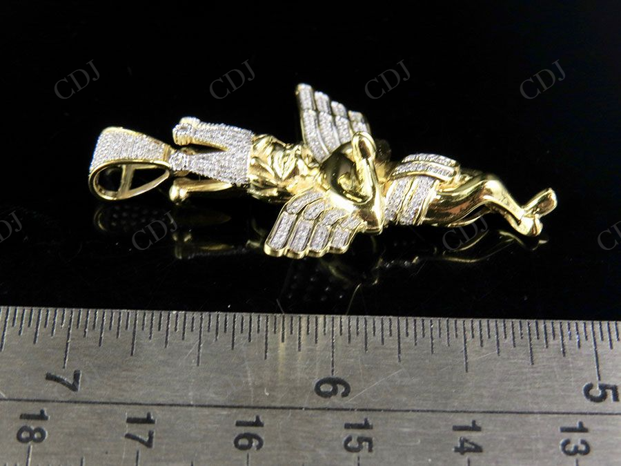 Two Tone VVS Moissanite Praying Hands Angel Diamond Pendant Charm Hip Hop Pendent CustomDiamJewel