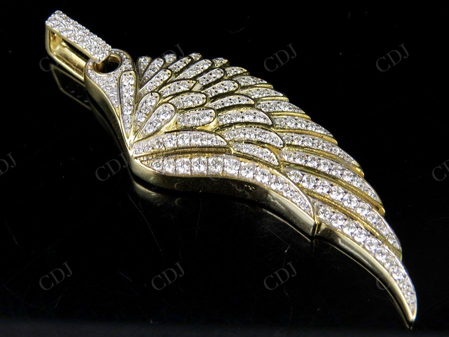 Sterling Silver Moissanite Single Angel Wing Diamond Pendant Charm Hip Hop Pendent CustomDiamJewel