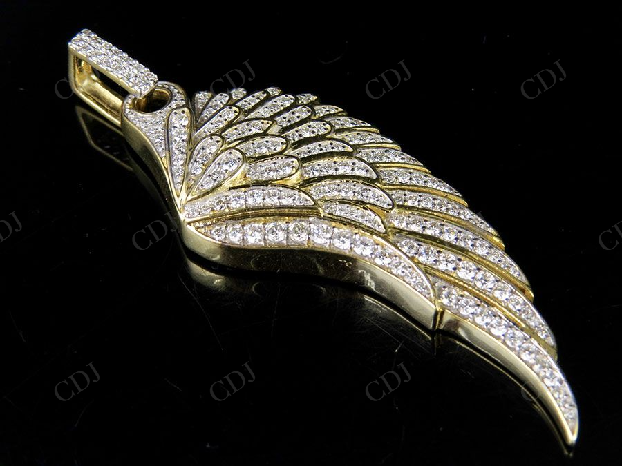 Sterling Silver Moissanite Single Angel Wing Diamond Pendant Charm Hip Hop Pendent CustomDiamJewel