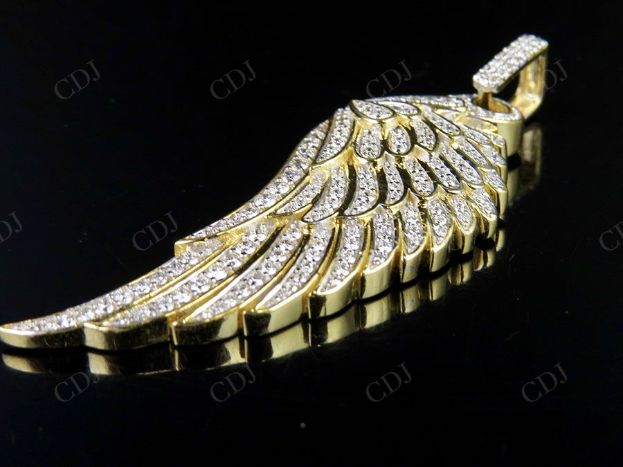 Sterling Silver Moissanite Single Angel Wing Diamond Pendant Charm Hip Hop Pendent CustomDiamJewel