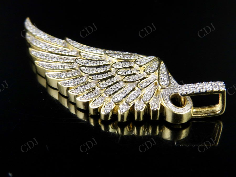 Sterling Silver Moissanite Single Angel Wing Diamond Pendant Charm Hip Hop Pendent CustomDiamJewel