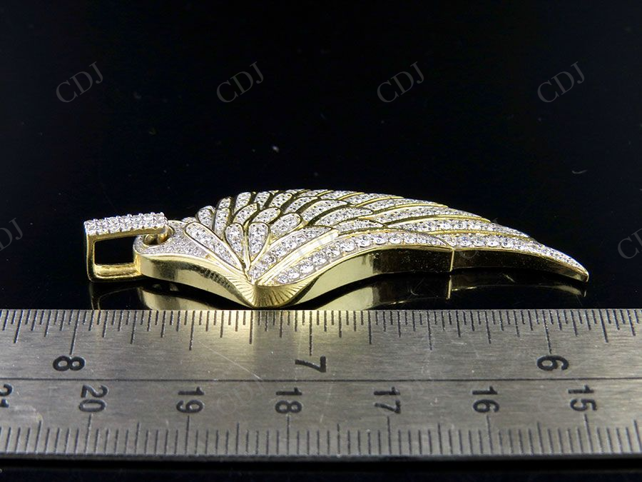 Sterling Silver Moissanite Single Angel Wing Diamond Pendant Charm Hip Hop Pendent CustomDiamJewel