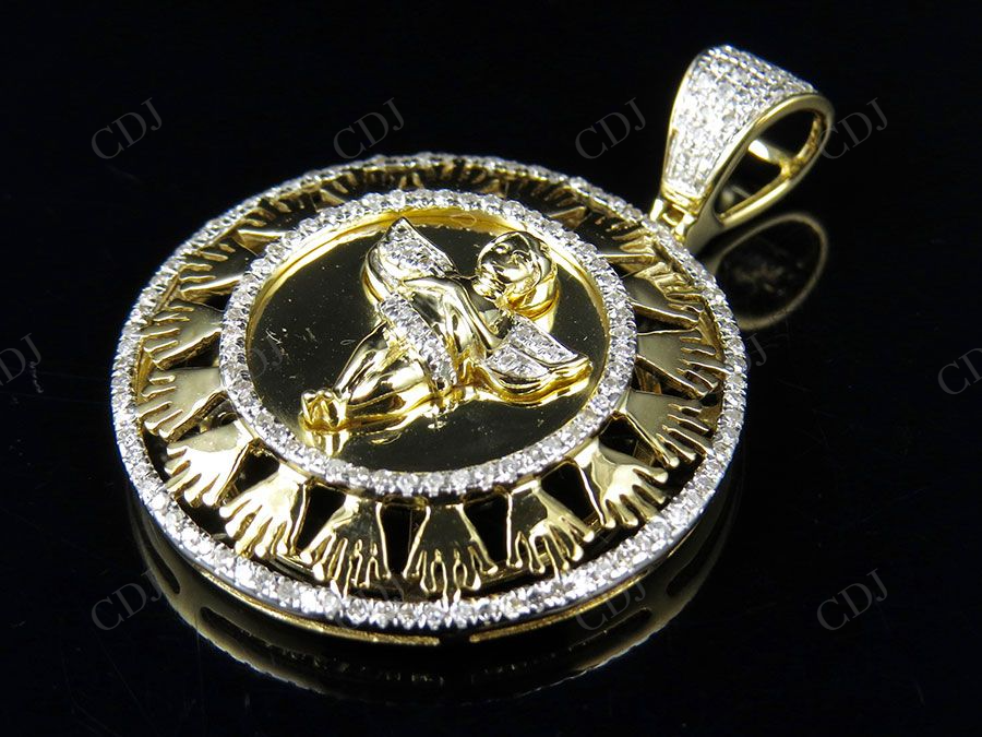 0.65 CTW Sterling Silver Moissanite Angel Crown Pendant Hip Hop Pendent CustomDiamJewel
