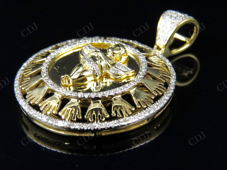 0.65 CTW Sterling Silver Moissanite Angel Crown Pendant Hip Hop Pendent CustomDiamJewel