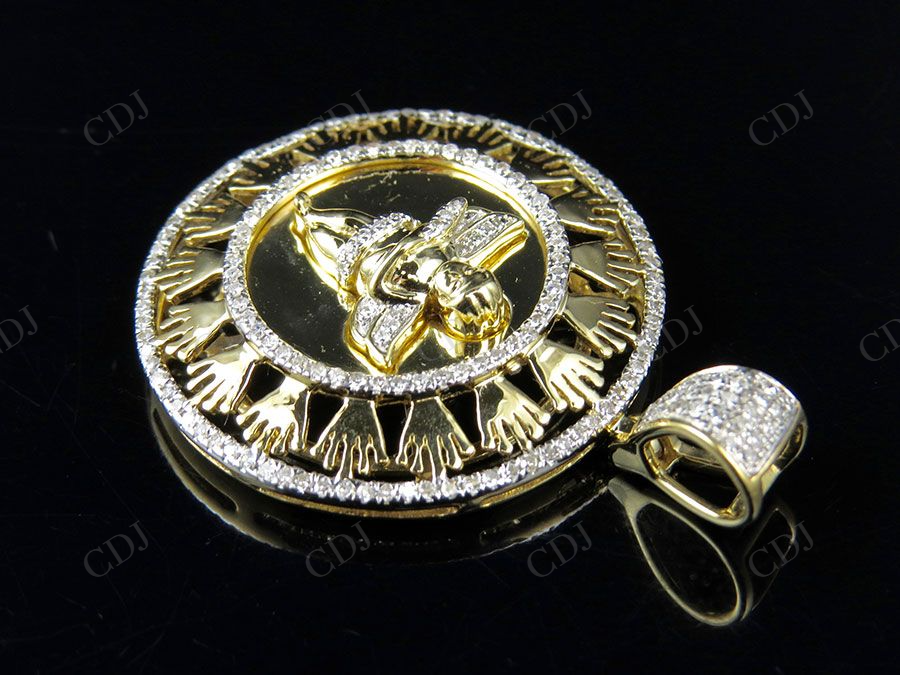 0.65 CTW Sterling Silver Moissanite Angel Crown Pendant Hip Hop Pendent CustomDiamJewel