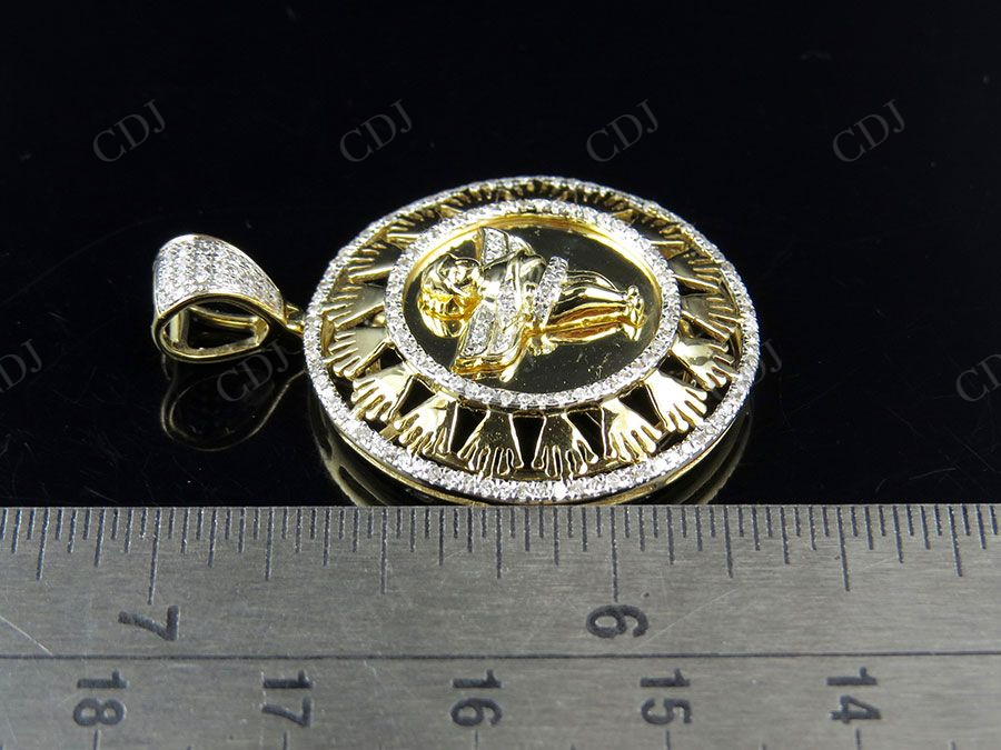 0.65 CTW Sterling Silver Moissanite Angel Crown Pendant Hip Hop Pendent CustomDiamJewel